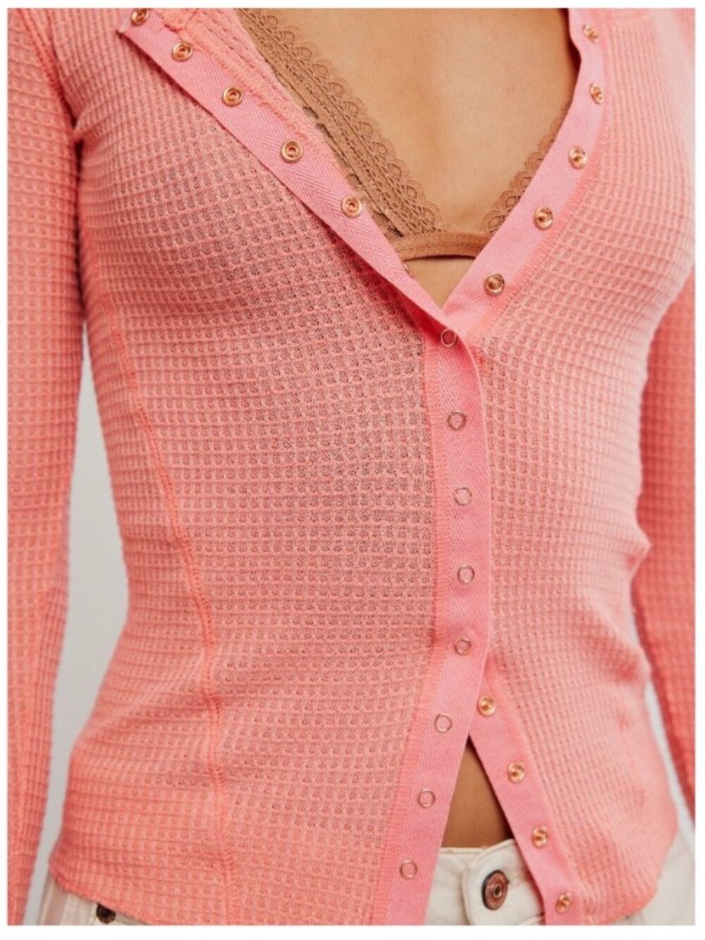 FREE PEOPLE Going Places Cardi / Coral Crimson - Picture 4 of 4